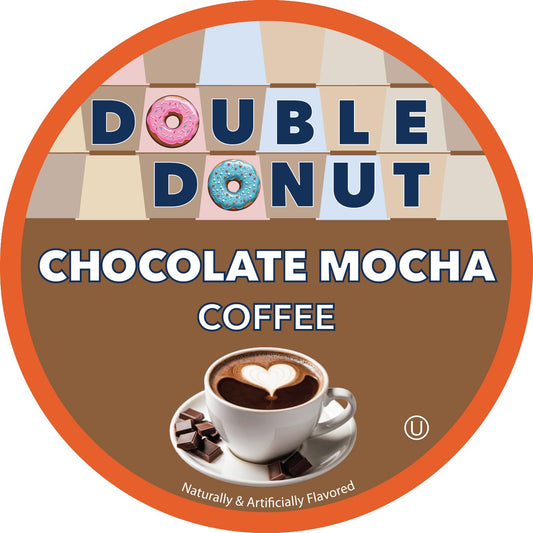Double Donut Chocolate Mocha Coffee Pods, Single Serve Mocha Pods For Keurig K Cup Brewers, Rich, Creamy Coffee Pods Mocha For Chocolate Coffee Lovers, 24 Count