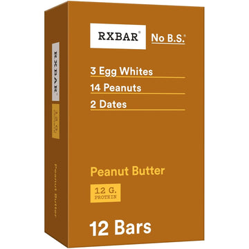 Rxbar Protein Bars, 12G Protein, Gluten Free Snacks, Snack Bars, Peanut Butter, 22Oz Box (12 Bars)