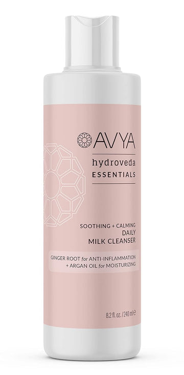 Avya Hydroveda Essentials Daily Milk Cleanser (8.2Oz) - Advanced Ayurvedic Skincare/Removes Makeup And Impurities For Natural Radiance/Ginger Blend Great For Sensitive Skin