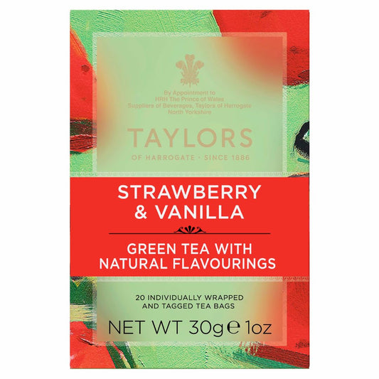 Taylors Of Harrogate Strawberry & Vanilla Green Tea, 20 Count (Pack Of 1)