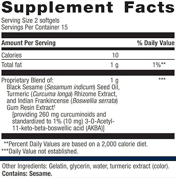 Metagenics Inflavonoid Rapid - 1 g Black Sesame Seed Oil Blend - 260 mg Curcuminoids & Turmeric Extract - Joint Discomfort Support Formula* - Non-GMO & Gluten Free - 30 Softgels : Health & Household