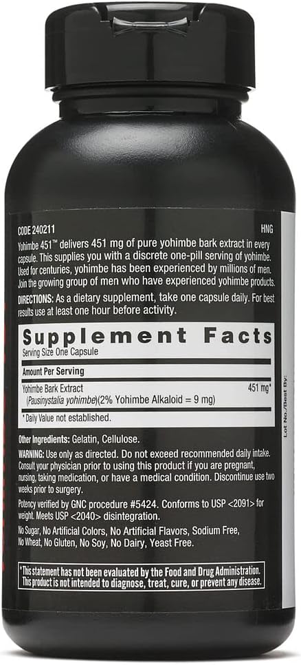 Gnc Men'S Yohimbe 451, 60 Capsules