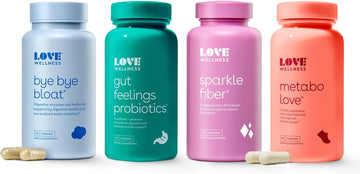 Love Wellness Digestive Health Kit | Bloating Relief, Fiber Supplement For Women & Digestive Health Probiotic | Safe & Effective