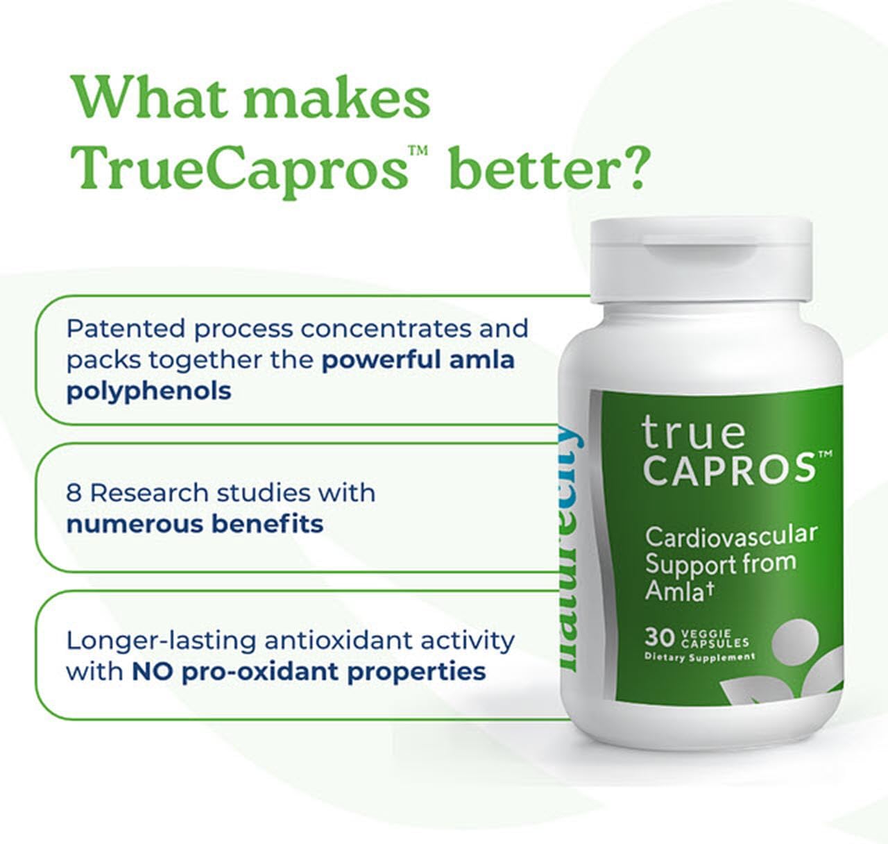 Naturecity True-Capros Amla Fruit Extract Supplement Polyphenol Antioxidant Power Supports Cardiovascular Heart Health (60 Veggie Capsules) Non-Gmo Vegan Friendly And Soy Free