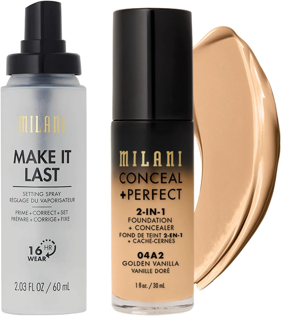 Milani Make It Last Setting Spray And Conceal + Perfect 2-In-1 Foundation + Concealer (Golden Vanilla)