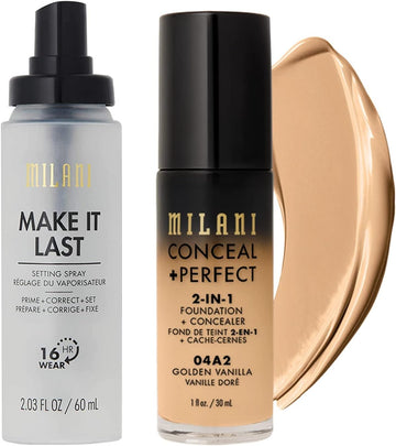 Milani Make It Last Setting Spray And Conceal + Perfect 2-In-1 Foundation + Concealer (Golden Vanilla)
