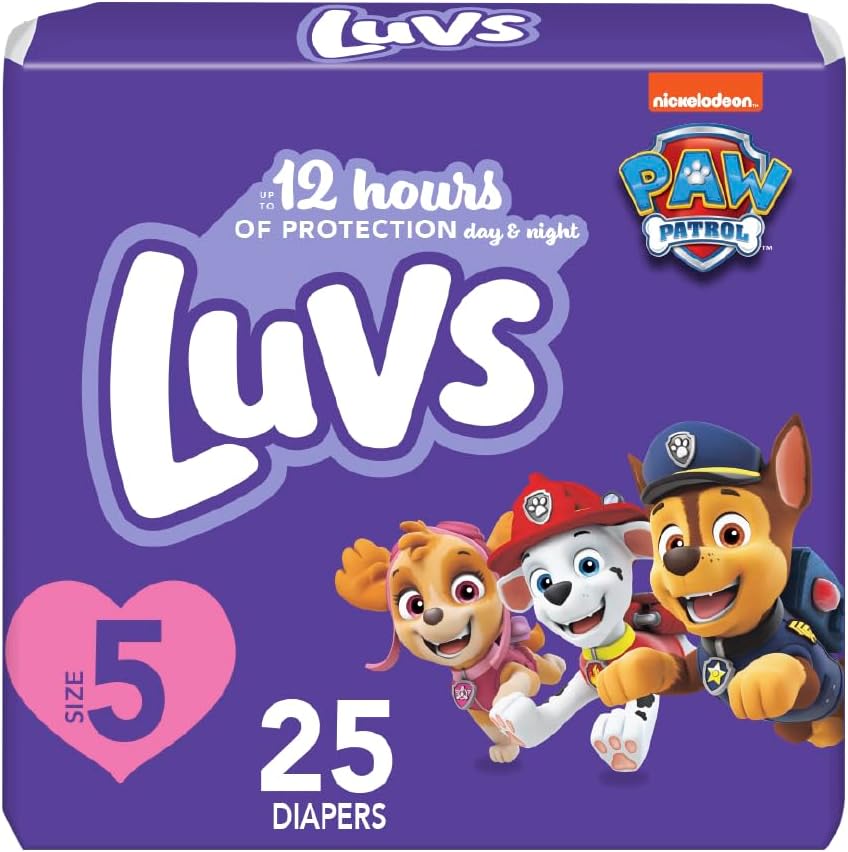 Luvs Diapers - Size 5, 25 Count, Paw Patrol Disposable Baby Diapers