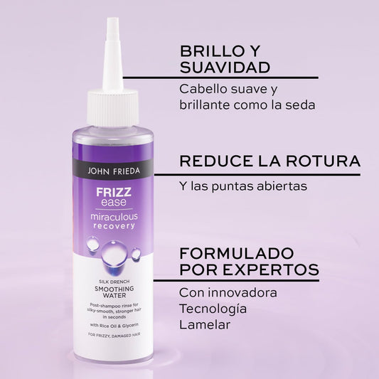 John Frieda Miraculous Recovery Silk Drench Smoothing Water, Lamellar Water For Frizzy Hair, 200Ml