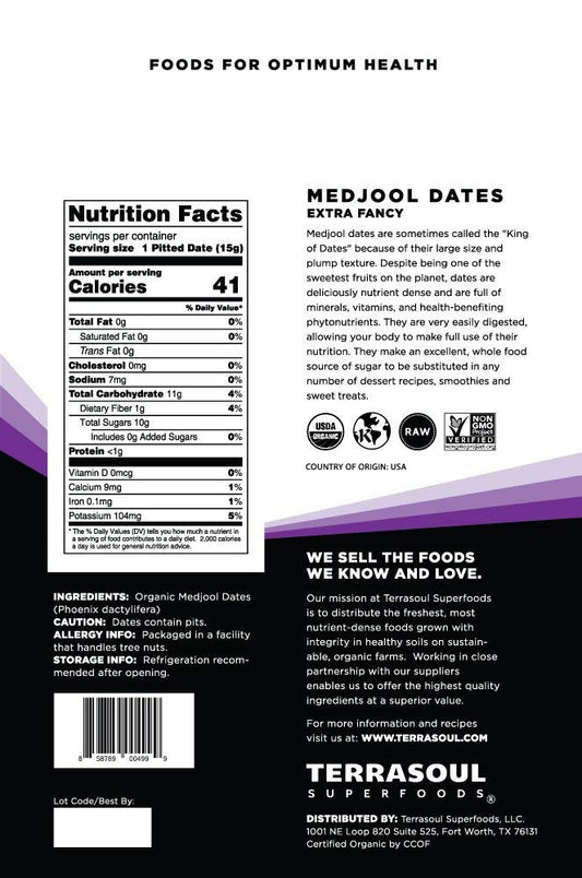 Terrasoul Superfoods Organic Medjool Dates, 4 Lbs - Soft Chewy Texture | Sweet Caramel Flavor | Farm Fresh