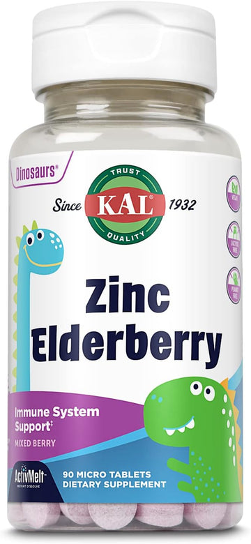 KAL Kids Zinc Elderberry Dinosaurs, Immune Support Supplement* for Chi