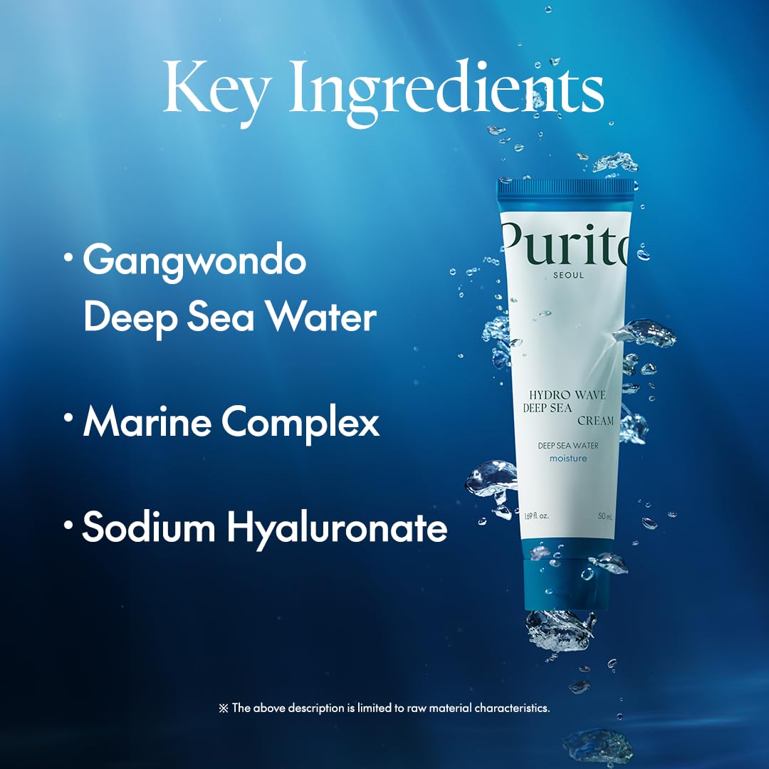 Purito Deep Sea Cream, Hydration, Lightweight, For All Skin Types, Daily Face Moisturizer, Vegan & Cruelty-Free, Korean Skin Care, 50Ml 1.69Fl.Oz