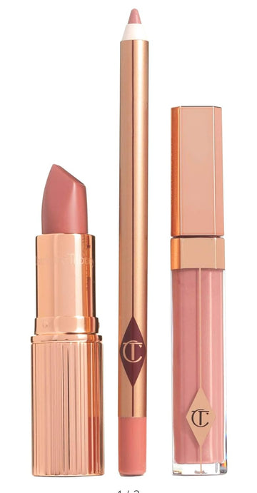Charlotte Tilbury The Pillow Talk Full Size Lip Kit- Lip Liner, Lipstick, And Lip Gloss