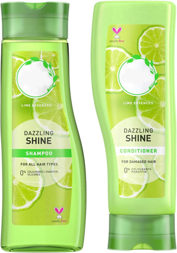 Herbal Essence Dazzling Shine Shampoo & Conditioner Bundle (2 X 400 Ml) – Shine-Enhancing Hair Care For Dull Or Damaged Hair – Silicone-Free, Cruelty-Free Formula With Natural Lime Essence