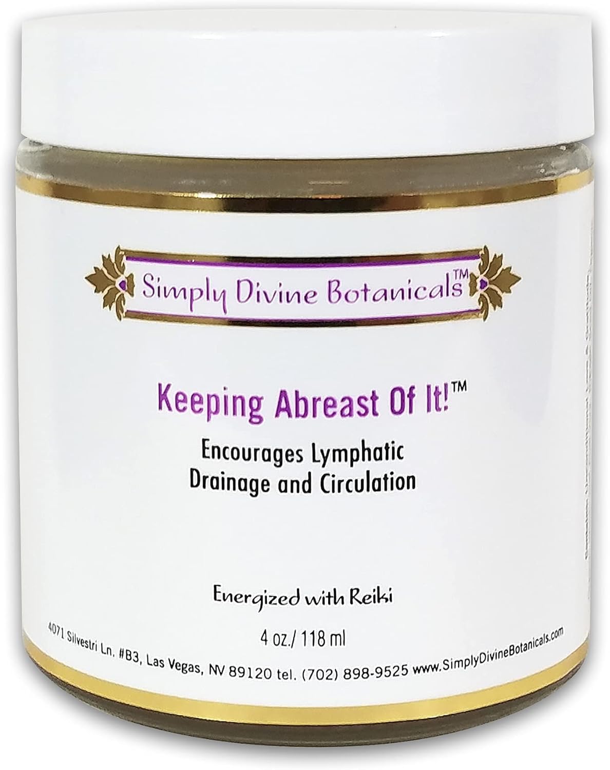 Simply Divine Botanicals Keeping Abreast Of It - Natural And Organic Body Cream To Encourage Circulation And Deeply Moisturize For All Skin Types, 4 Oz