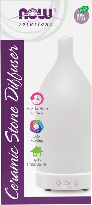 Now Foods Essential Oils, Ultrasonic Ceramic Stone Oil Diffuser, Extremely Quiet, Easy To Clean