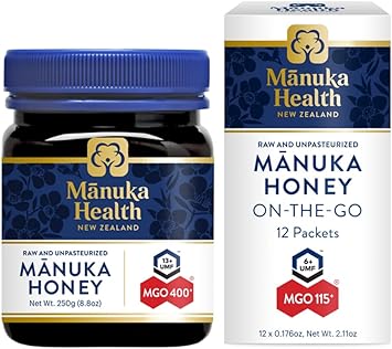 Manuka Health Bundle, Umf 13+/ Mgo 400+ Manuka Honey (8.8Oz Jar) And Umf 6+/Mgo 115+ On-The-Go Packets (12 Count), Superfood, Authentic Raw Honey From New Zealand