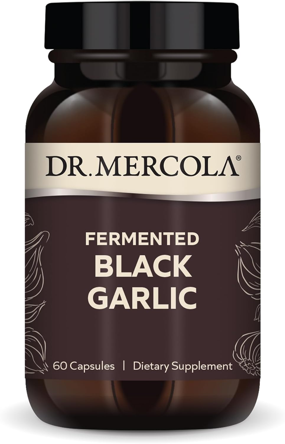 Dr. Mercola Fermented Black Garlic, 30 Servings (60 Capsules), Dietary Supplement, Supports Immune and Blood Pressure Health, Non GMO