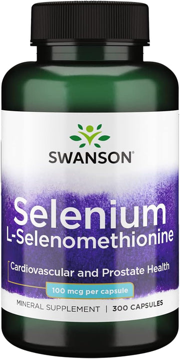 Swanson Selenium (L-Selenomethionine) - Herbal Supplement Promoting Heart Health '&' Prostate Health - May Support Immune System '&' Thyroid Health - (300 Capsules, 100Mcg Each)