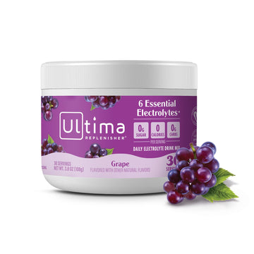 Ultima Replenisher Daily Electrolyte Drink Mix – Grape, 30 Servings – Hydration Powder With 6 Key Electrolytes & Trace Minerals – Keto Friendly, Vegan, Non- Gmo & Sugar-Free Electrolyte Powder