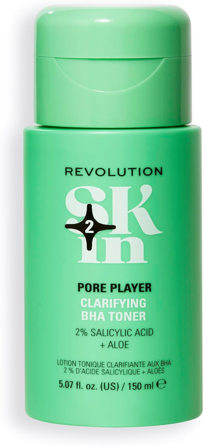 Revolution Skin, Pore Player 2% Salicylic Acid & Aloe Clarifying Bha Toner, Facial Toner, Gently Exfoliates, Vegan & Cruelty-Free, 150Ml