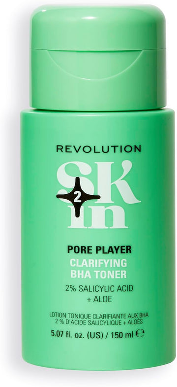 Revolution Skin, Pore Player 2% Salicylic Acid & Aloe Clarifying Bha Toner, Facial Toner, Gently Exfoliates, Vegan & Cruelty-Free, 150Ml