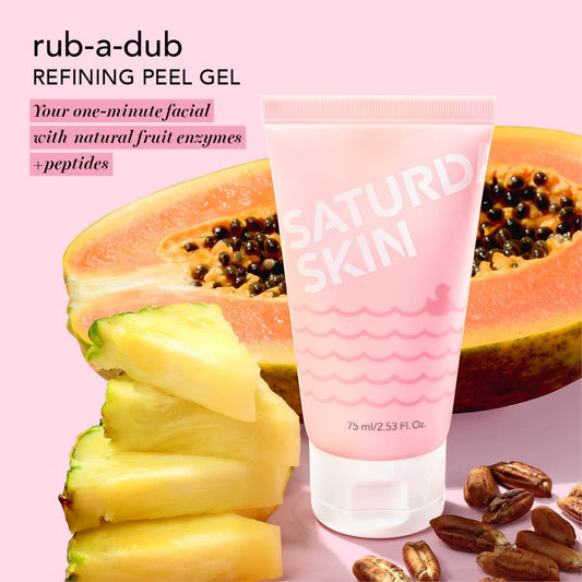 Saturday Skin Rub-A-Dub Refining Peel Gel Facial Cleansing Gels Facial Cleansing Washes Natural Fruit Enzymes Mild Cleanser Exfoliating Great For Sensitive Skin (2.53 Fl. Oz. (75Ml))