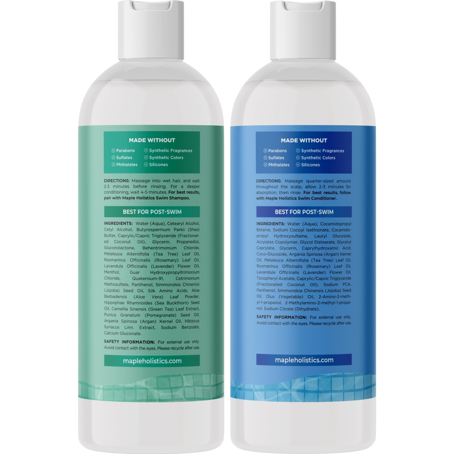 After Swim Shampoo and Conditioner Set - Chlorine Shampoo and Conditioner for Swimmers with Tea Tree and Rosemary Oil - Clarifying Shampoo for Hard Water Chlorine and Saltwater with Replenishing Oils : Beauty & Personal Care