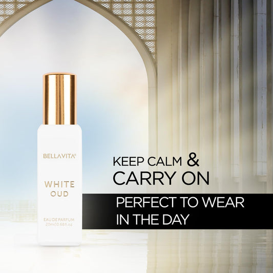 Bellavita Luxury White Oud Eau De Parfum Travel Size Edition 20 Ml | Long-Lasting Mini Perfumes For Women | Notes: Vanilla, Amber, Musk & Jasmine | Oud Pocket Perfume For Women | Cruelty-Free Perfume