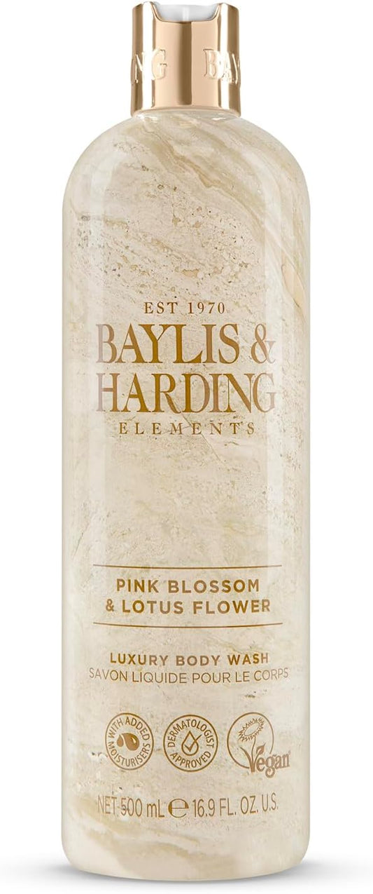 Baylis & Harding Elements Pink Blossom & Lotus Flower Luxury Body Wash, 500 Ml (Pack Of 4) - Vegan Friendly