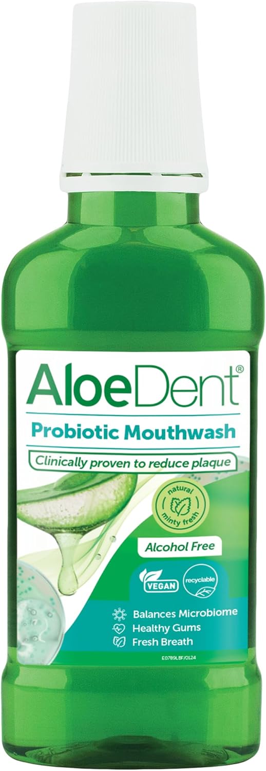 Aloedent Probiotic Mouthwash Fluoride Free - Natural Mouth Wash With Aloe Vera & Xylitol For Mouth Microbiome And Gum Health, Alcohol Free, No Sls, Vegan, 250Ml