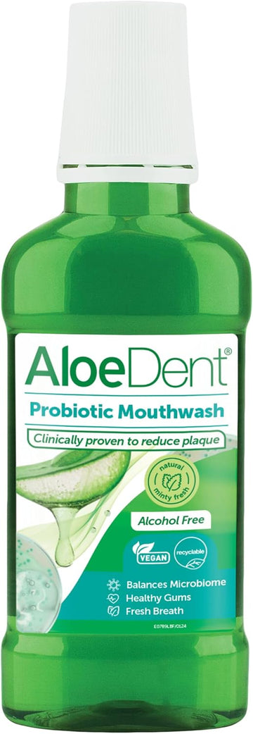 Aloedent Probiotic Mouthwash Fluoride Free - Natural Mouth Wash With Aloe Vera & Xylitol For Mouth Microbiome And Gum Health, Alcohol Free, No Sls, Vegan, 250Ml
