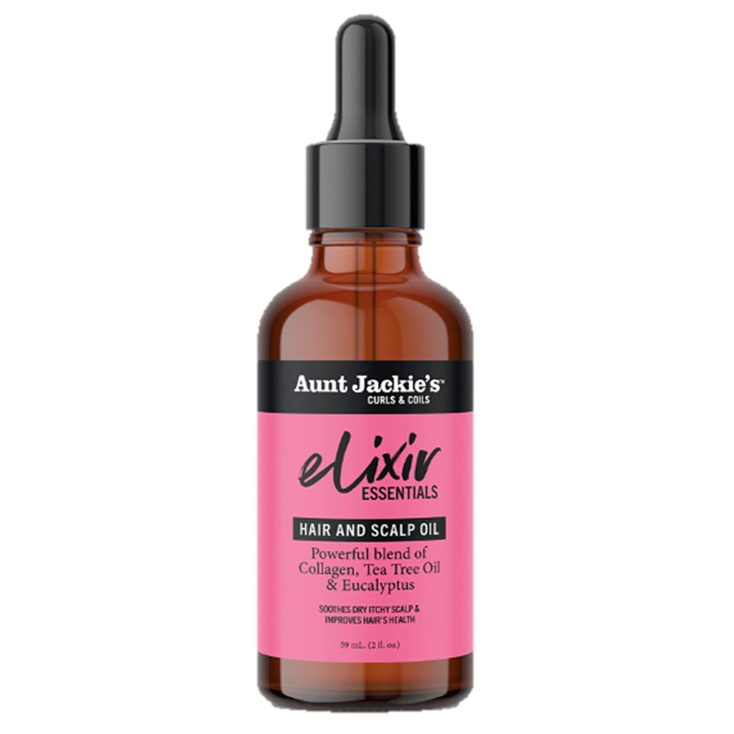 Aunt Jackie'S Elixir Essentials Hair & Scalp Oil, Collagen, Tea Tree Oil & Eucalyptus, Thickens & Supports Hair Growth, 2 Oz