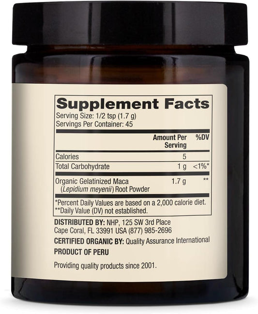 Dr. Mercola Organic Maca Powder Gelatinized Dietary Supplement, 2.69 oz (45 Servings), Non GMO, Soy Free, Gluten Free, USDA Organic