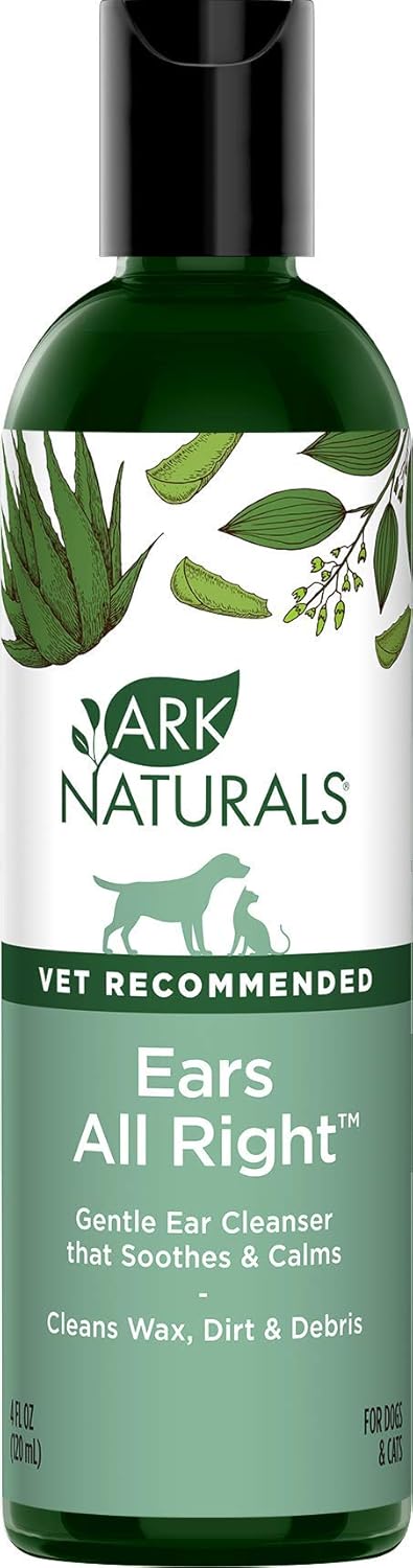 Ark Naturals Ears All Right Gentle Ear Cleansing Lotion For Dogs, Relieve Issues With Infection, Allergies, Odor And Wax, Natural Botanical Formula, 4 Oz Bottle