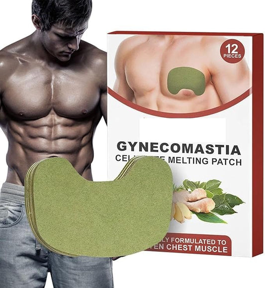 Gynecomastia Cellulite Melting Patch,Gynecomastia Tightening Ginger Patch, Gynecomastia Patch, Chest Belly Fat Remove for Men,Natural Ingredients- 12PCS