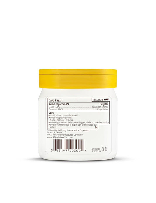 A+D Original Diaper Rash Ointment, Prevents & Protects Diaper Rash, Moisturizes & Heals Dry Skin With Vitamins A&D, 16Oz Jar