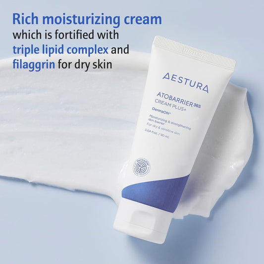 Aestura Atobarrier365 Cream Plus With Ceramide & Filaggrin | Ultimate Hydration, Skin Barrier Strengthening For Very Dry, Sensitiveskin, Dermatologist Tested, 3.04 Fl.Oz