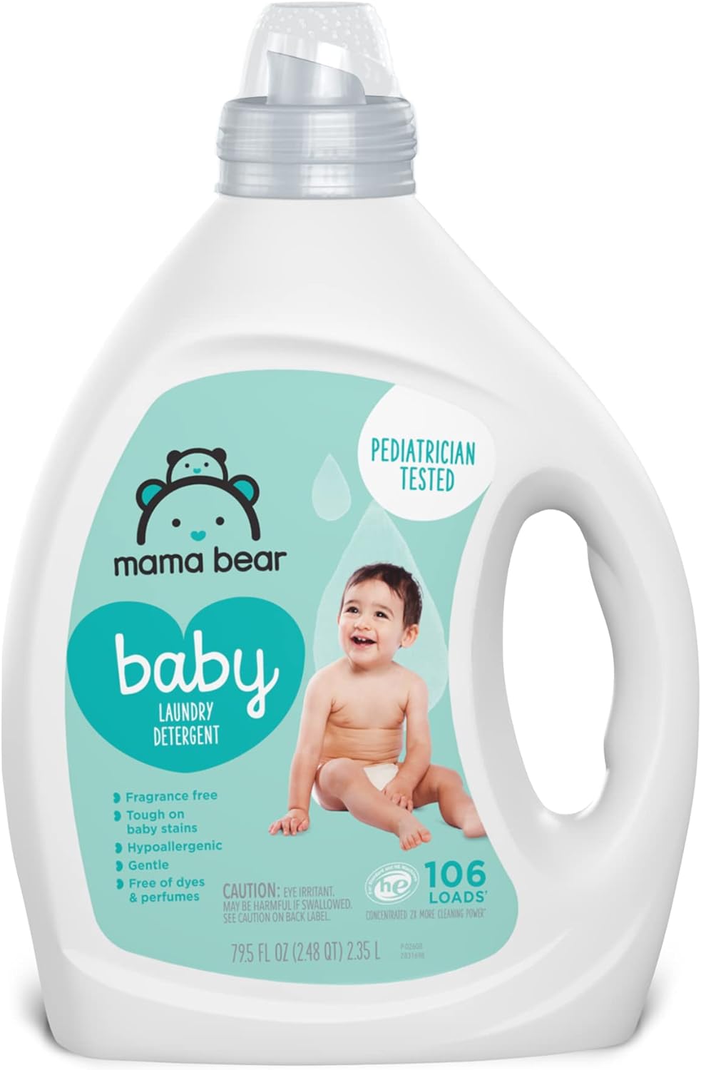 Amazon Brand - Mama Bear Concentrated Liquid Baby Laundry Detergent, Fragrance Free, 106 Loads, 79.5 Fl Oz (Pack Of 1)