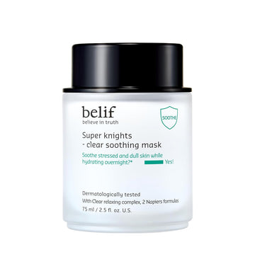 Belif Super Knight Clear Soothing Mask, Overnight Hydrating Face Mask, Lightweight, Cooling & Antioxidant-Rich, Squalane, No Wash Off & No Sticky Residue, Korean Skin Care