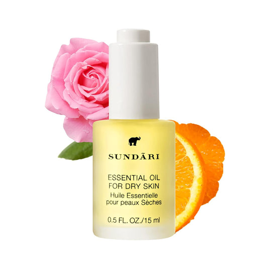 Sundari Essential Oil For Dry Skin, 0.5 Fl Oz, Combats Dryness, Fades Fine Lines For Soft, Smooth Skin, Rose & Orange Oils, Penetrates Deeply
