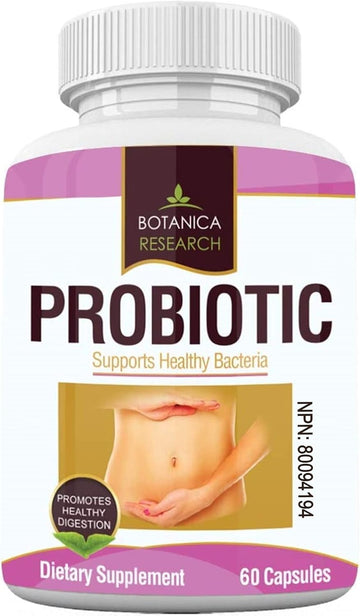 Probiotics All Natural Health Supplement For Women And Men With Lactic Acid Bacteria For Gut, Yeast Support 60 Oral Flora Capsules For Daily Use. Made In America By Botanica Research