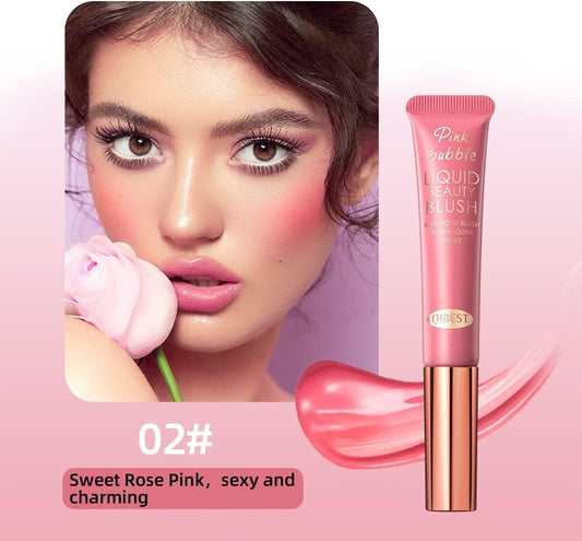 Liquid Blush Wand Face Liquid Blush With Cushion Applicator Lightweight Soft Waterproof Blendable Rouge Liquid Blush Stick For Eyeshadow Cheeks And Lips Multi-Use Makeup (Sweet Rose Pink)