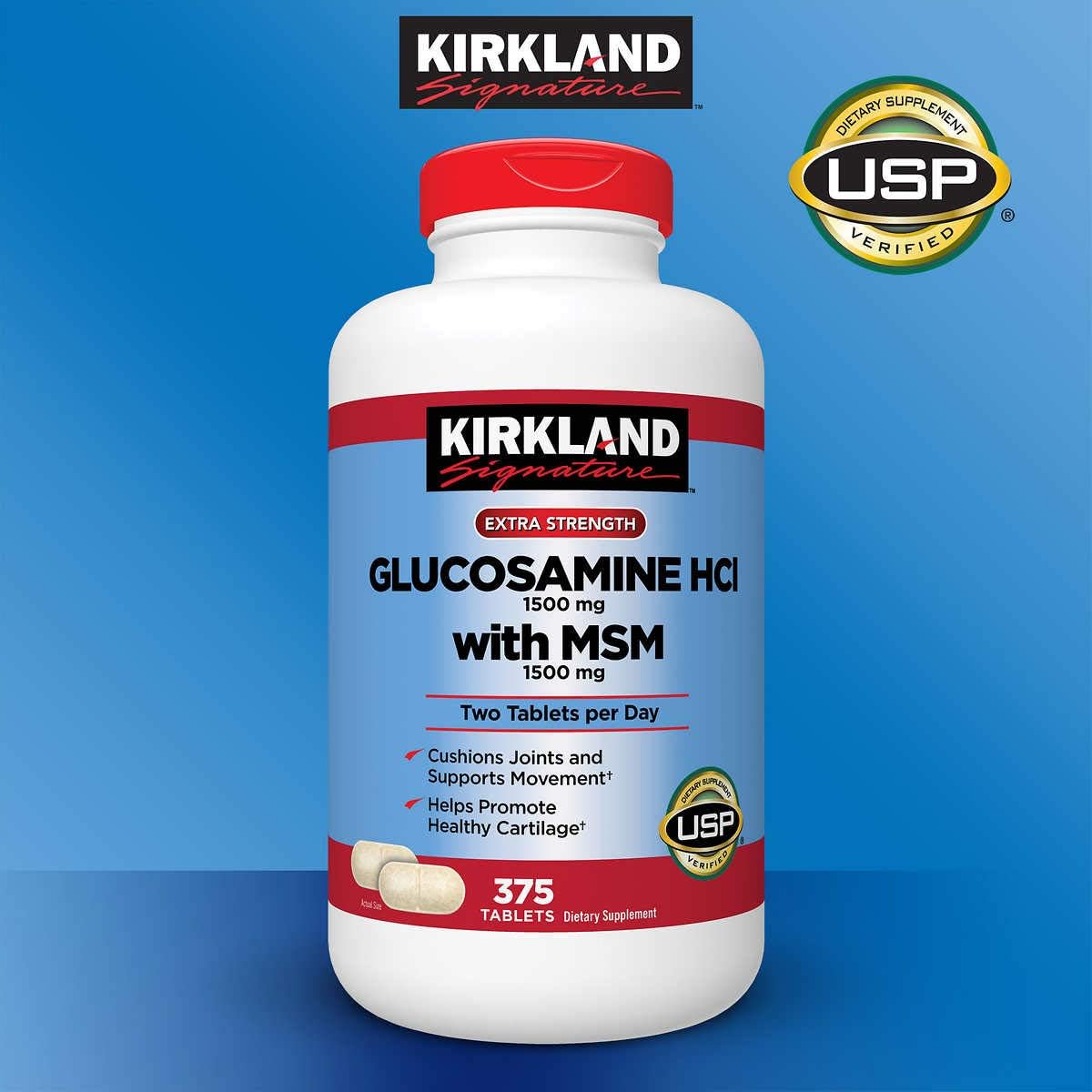 Kirkland IGRRr, Extra Strength Glucosamine HCI with MSM 375 Count (Pack of 5)