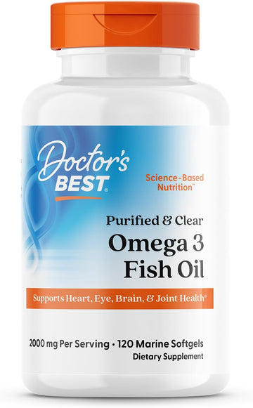 Doctor'S Best Purified & Clear Omega 3 Fish Oil With Goldenomega, Supports Heart, Eye, Brain, & Joint Health, Non-Gmo, Gluten Free 120 Marine Softgels
