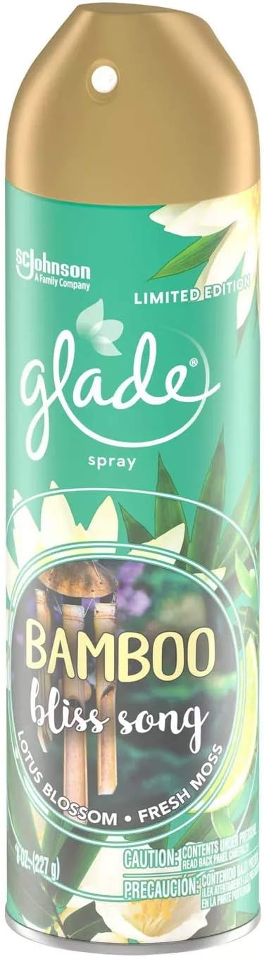 Glade Air Freshener Aerosol Spray, Bamboo Bliss Song Scent | Limited Edition - 8 Ounce Each Can (Pack of 3)