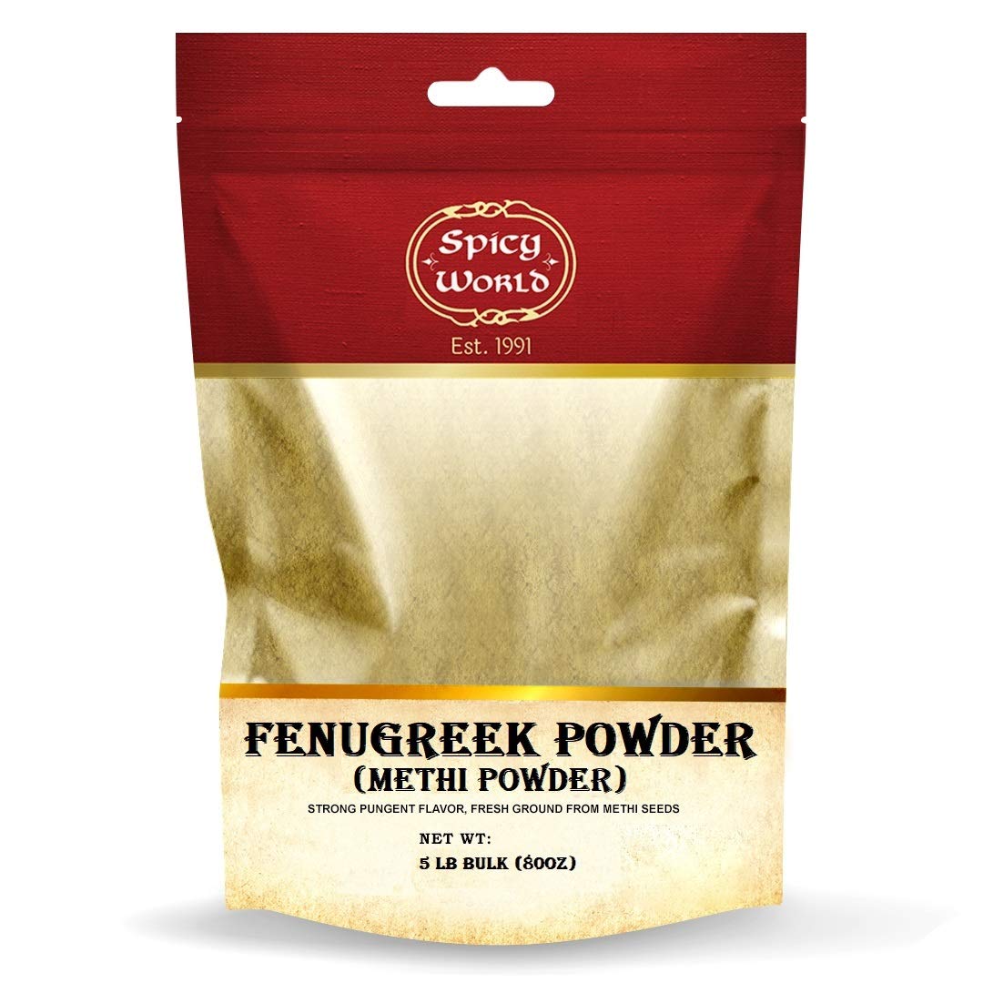 Spicy World Fenugreek Seed Powder 5 Pound Bulk Bag - Ground Methi Seeds, Natural Indian Spice