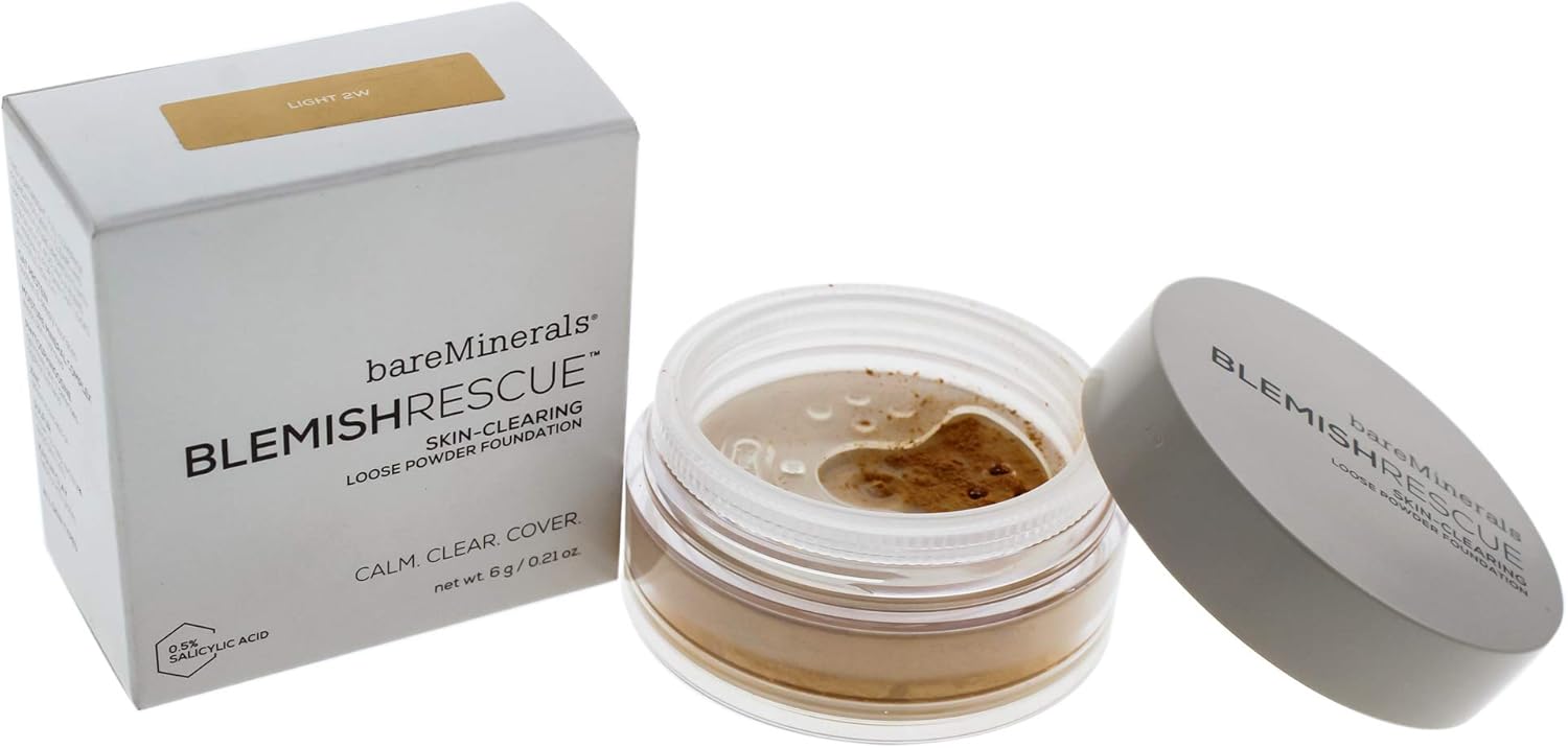 bareMinerals Blemish Rescue Skin-Clearing Loose Powder Foundation - 2W Light For Women 0.21 Oz Foundation
