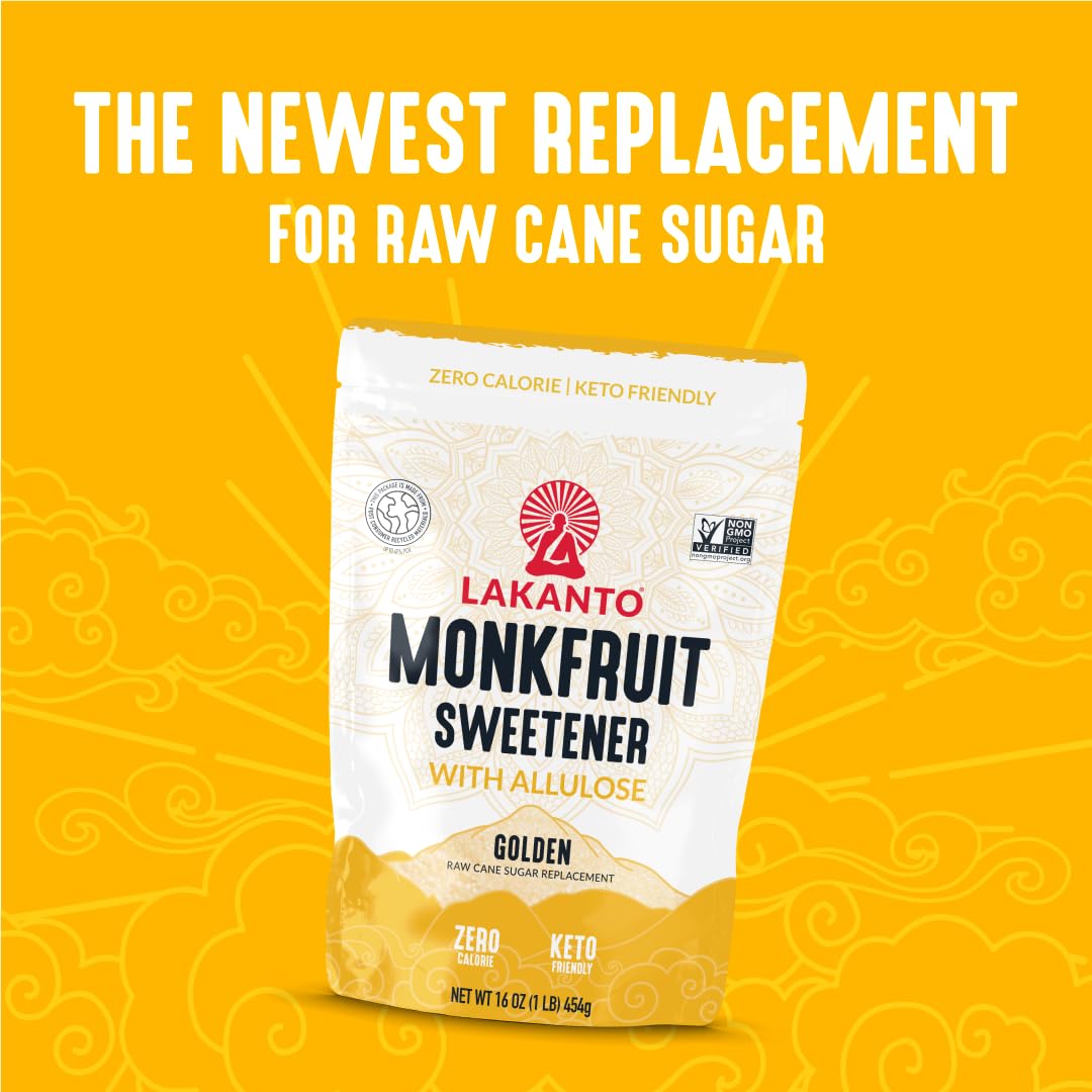 Lakanto Classic Monk Fruit Sweetener With Allulose, White Sugar Substitute From Monk Fruit Extract For Baking, Coffee & Tea, Gluten Free, Zero Calorie, Low Carb, Non Gmo, Keto, Classic White, 1 Lb Bag : Grocery & Gourmet Food