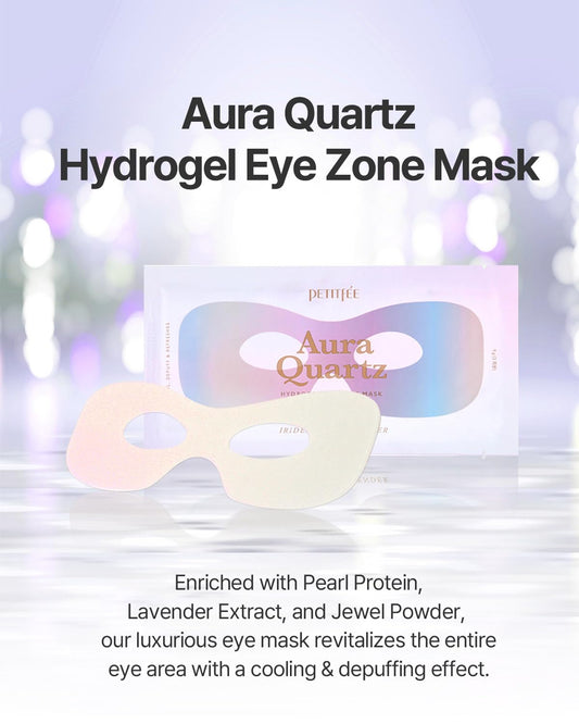 Petitfee Aura Quartz Hydrogel Eye Zone Mask 5Ea (9G*5) - Lavender Eye Mask For Entire Eye Area, Instant Cooling, Eye Puffiness, Morning Quick Eye Care, Rejuvenating Tired Eye Area, Brighten Under Eye