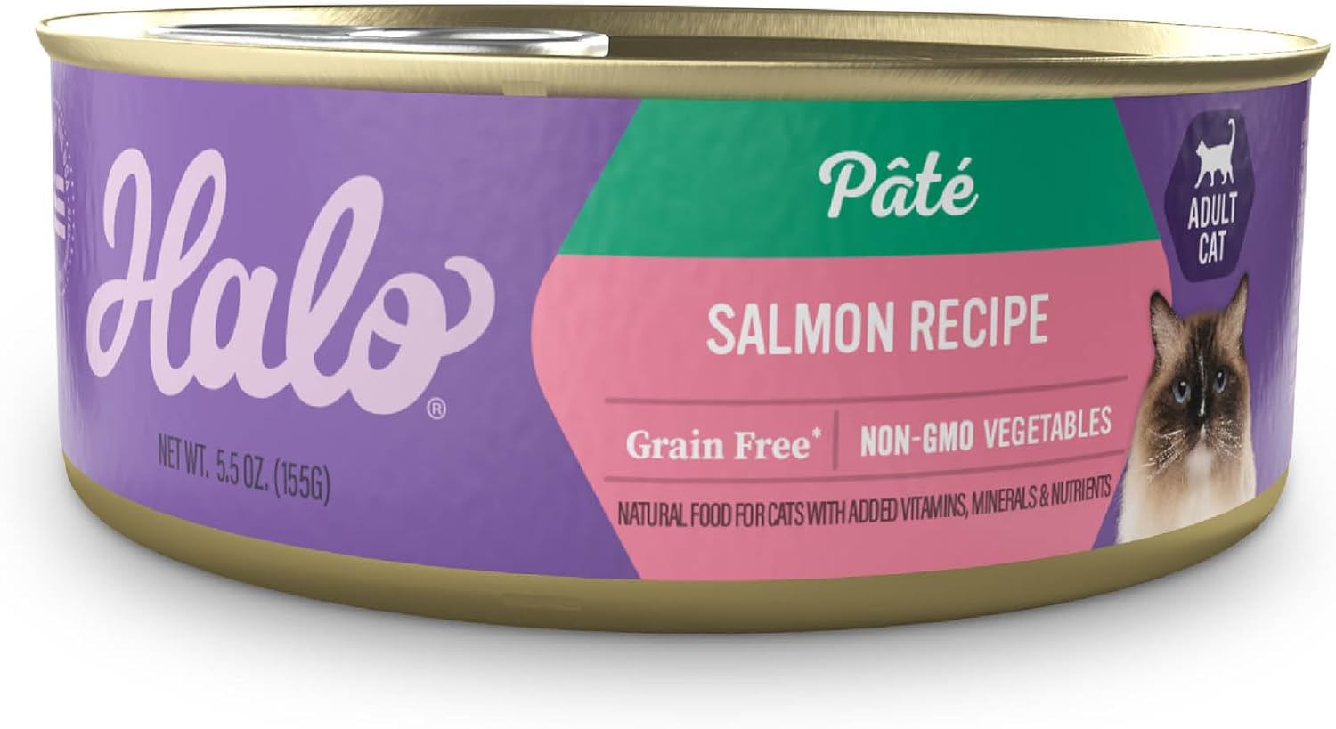 Halo Indoor Wet Cat Food, Grain Free, Salmon Pate, 5.5 Ounce (Pack Of 12)